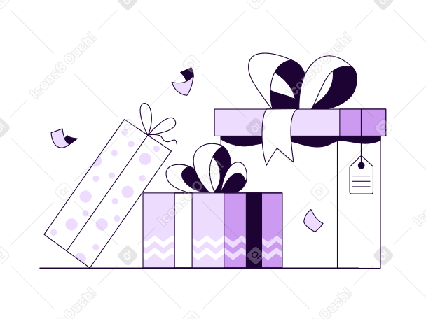 Подарочные коробки и конфетти в PNG, SVG