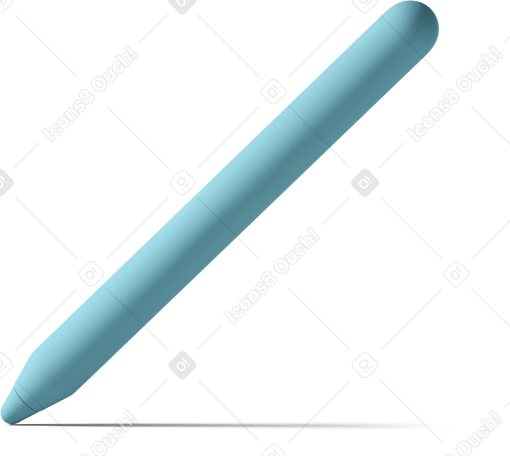 3D blue stylus pointing left Illustration in PNG, SVG