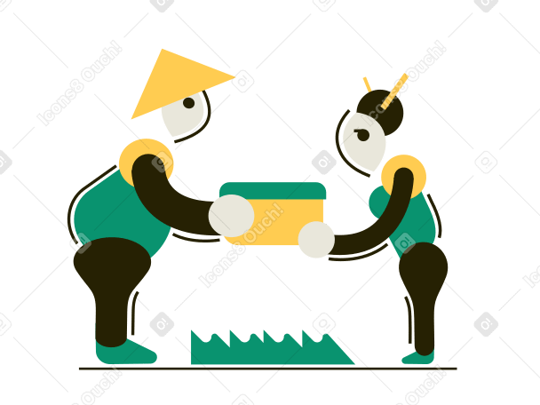Deliveryman giving a parcel to woman PNG, SVG