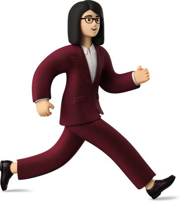 businesswoman in red suit running PNG, SVG