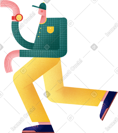 man in a green shirt and yellow pants with a red watch PNG, SVG