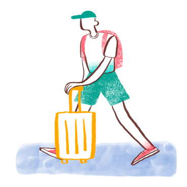 Man traveling with a suitcase PNG, SVG