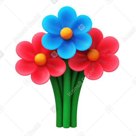 3D flower bouquet Illustration in PNG, SVG