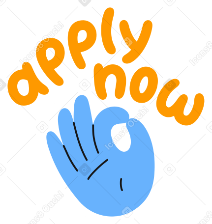 hand and lettering apply now sticker Illustration in PNG, SVG