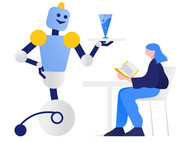 Robot waiter  Illustration in PNG, SVG