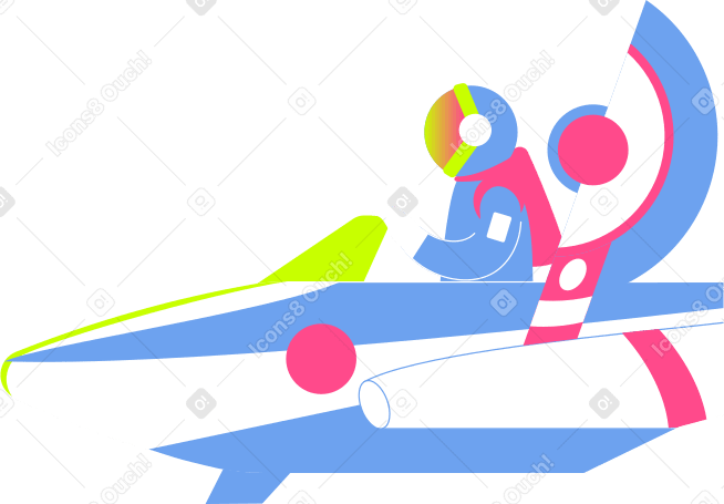 astronaut on a plane Illustration in PNG, SVG