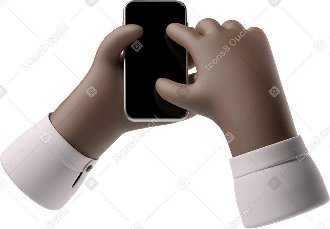 3D hands with a phone PNG, SVG