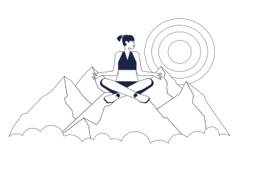 Woman sitting in meditation pose on mountain top PNG, SVG