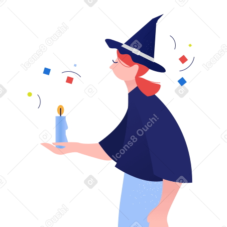 Witch with candle Illustration in PNG, SVG