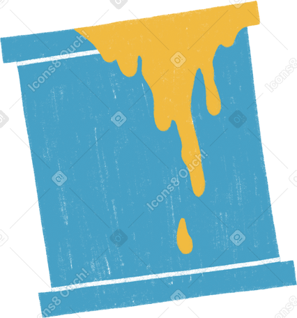 paint bucket with yellow color drops Illustration in PNG, SVG