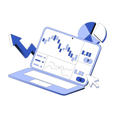 Stock trading online on stock market animated illustration in GIF, Lottie (JSON), AE