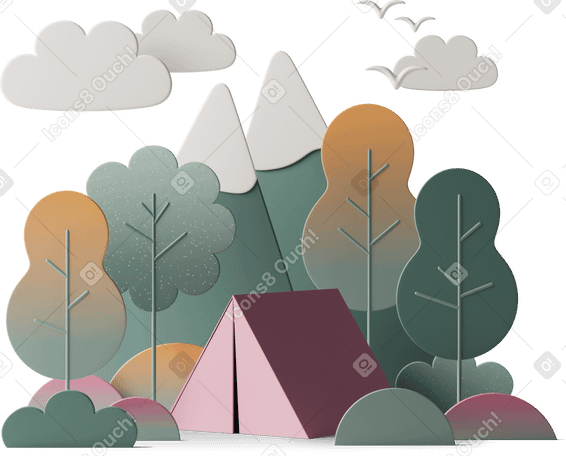 3D tourist tent in forest PNG、SVG