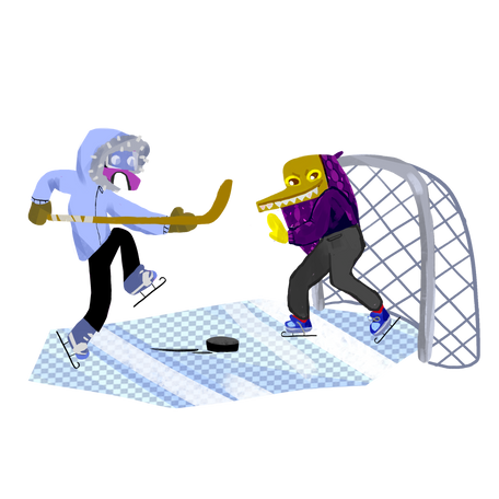 Guys playing hockey Illustration in PNG, SVG