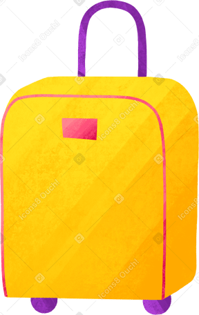 yellow suitcase on wheels Illustration in PNG, SVG
