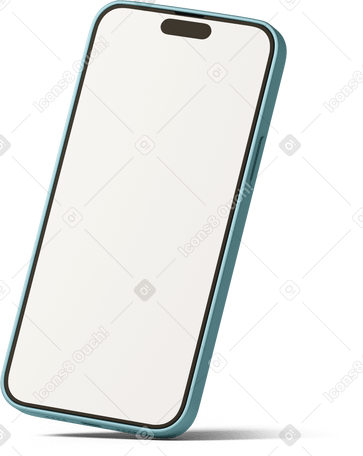 3D side view of white phone screen Illustration in PNG, SVG