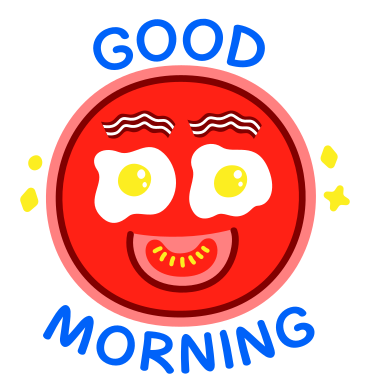 Schriftzug aufkleber guten morgen frühstück gelb roter text PNG, SVG