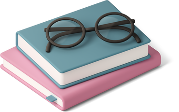 Glasses on books PNG, SVG