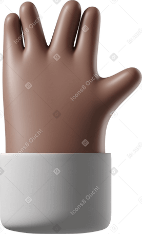 3D Вулкан салютует коричневой коже руки в PNG, SVG