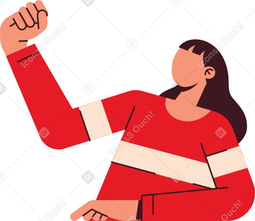 young woman holding something in her hand Illustration in PNG, SVG