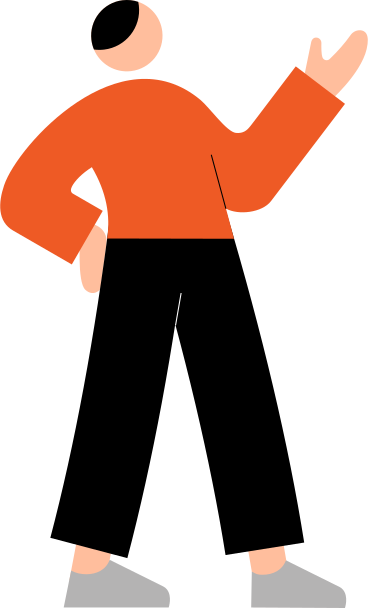 young man standing and pointing at something PNG, SVG