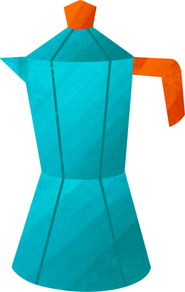 blue coffee maker with orange handle PNG, SVG