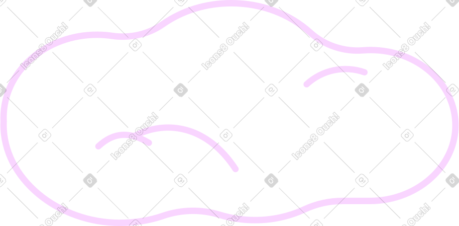 white cloud with thin pink outline PNG, SVG