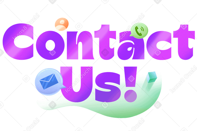 Lettering Contact Us with mail, call and user icon PNG, SVG