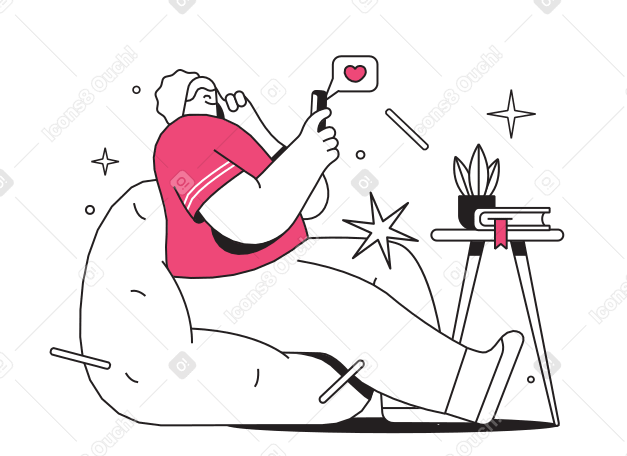 woman puts likes on the phone Illustration in PNG, SVG