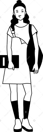 young woman with a notebook and a bag PNG, SVG