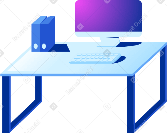 폴더가 있는 사무용 컴퓨터 테이블 PNG, SVG