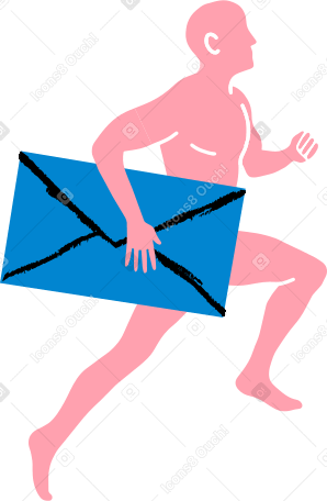 running man with letter Illustration in PNG, SVG