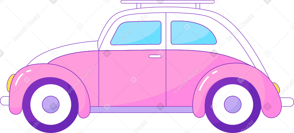 pink retro car Illustration in PNG, SVG