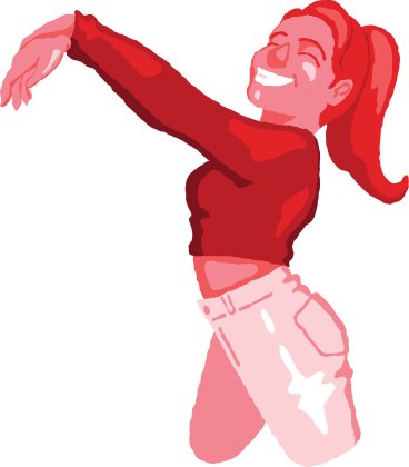 Happy woman with hands up в PNG, SVG