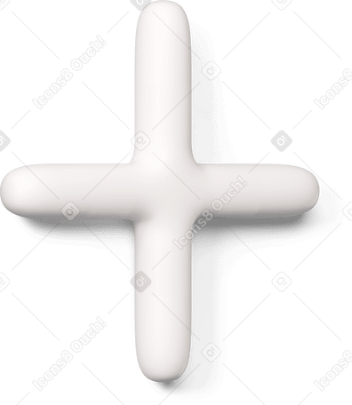 3D White plus icon turned to the right PNG, SVG