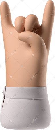3D Tanned skin hand showing rock sign PNG, SVG