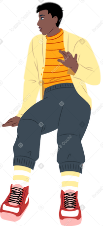 young man sitting PNG, SVG