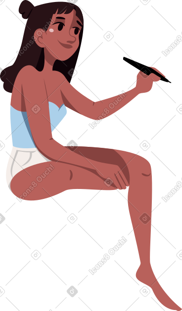 女孩坐着，把脚塞进去 PNG, SVG