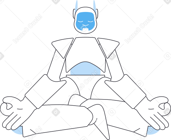 meditating robot Illustration in PNG, SVG
