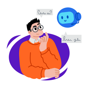 Man asking a chatbot questions PNG, SVG