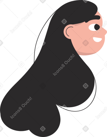 Голова девушки с улыбкой и длинными волосами в PNG, SVG
