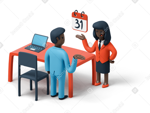 3D Business people discussing an upcoming deadline  PNG, SVG
