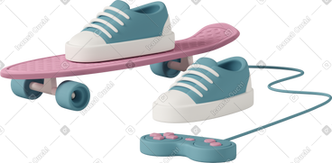 Sneakers with skateboard and gamepad PNG, SVG