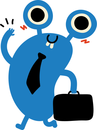 blue character in a tie with a suitcase Illustration in PNG, SVG