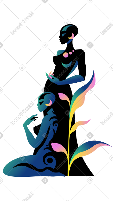 有植物的非洲妇女 PNG, SVG