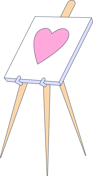 easel with painting and heart PNG, SVG