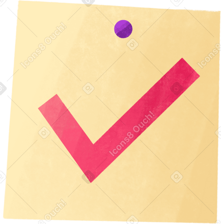 note paper with pink tick Illustration in PNG, SVG