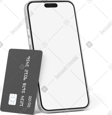 3D phone and card standing PNG, SVG