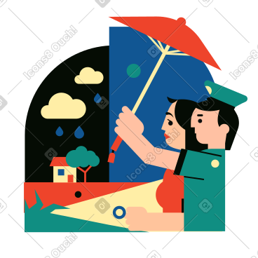 警察用伞为妇女挡雨 PNG, SVG