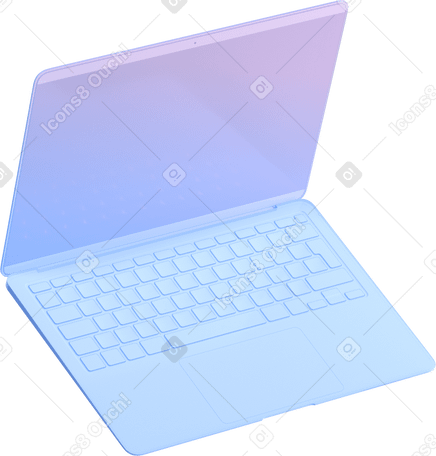 3D 柔和渐变透明笔记本电脑 PNG, SVG
