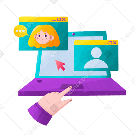Making a video call on laptop Illustration in PNG, SVG
